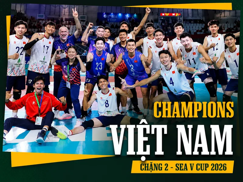 Tuyển Việt Nam đánh bại Thái Lan 3-2 trong trận chung kết kịch tính để giành chức vô địch chặng hai SEA V.Cup 2026.