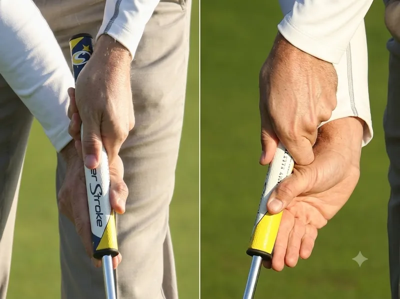 Cách cầm putter phù hợp giúp hai tay hoạt động đồng bộ, hạn chế cổ tay xoay và giữ mặt gậy ổn định khi tiếp xúc bóng.